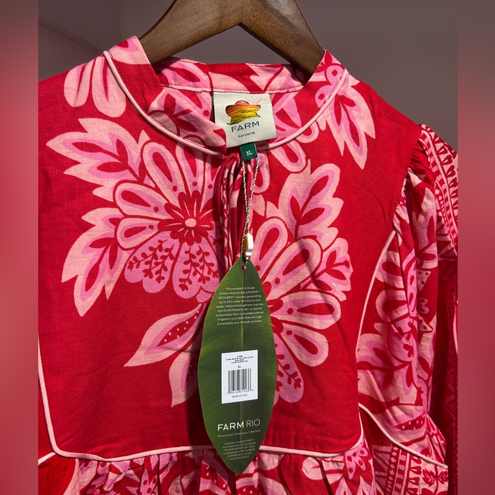 NWT FARM Rio Red and Cream Floral Mini Dress - Picture 6 of 12